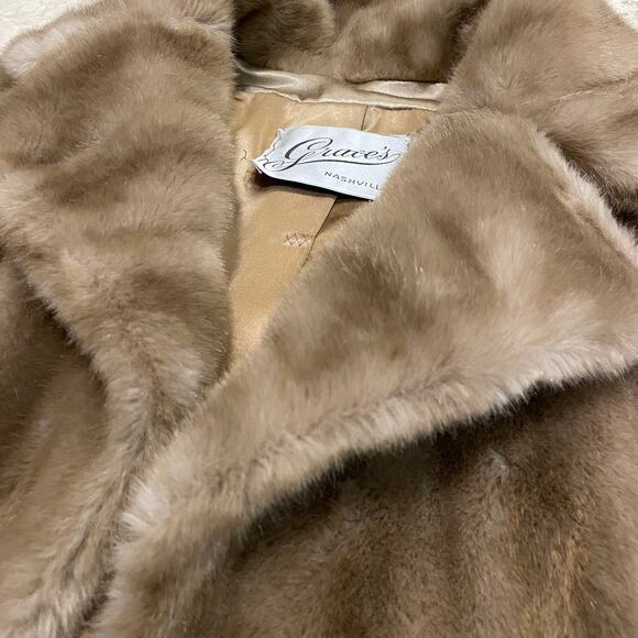 Grace’s Nashville Faux Fur Genuine Suede Belted Coat | Mid Century Vintage S/M/L - Picture 4 of 16